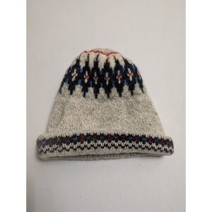 Vintage Knit Outerwear Wool Hat Winter Cuffed Beanie Ski Cap Made In USA Small
